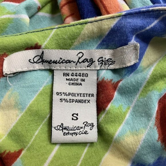 American Rag Dress Hi Low Halter Strappy Back Sleeveless Multicolor Blue Green - Picture 7 of 7